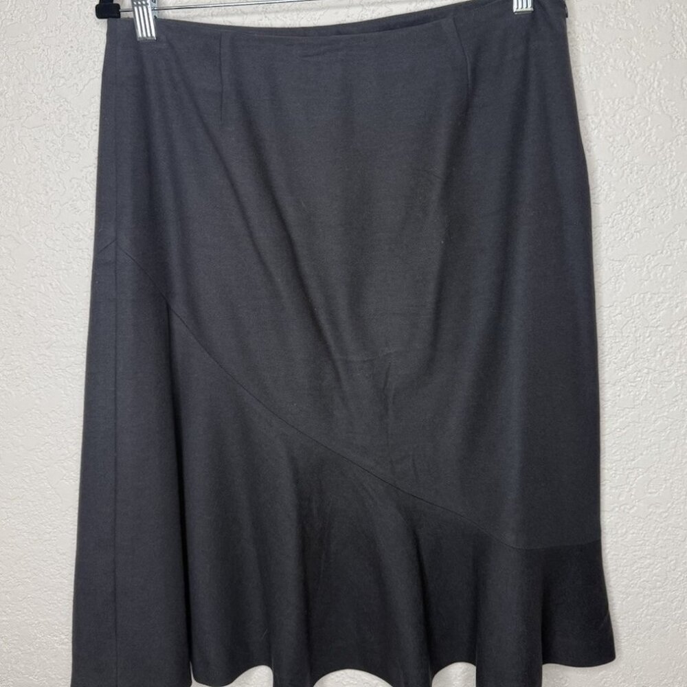 Nicole Farhi Skirt Womens US 12 Midi Wool Cashmere Gray Skirt Made Italy D1